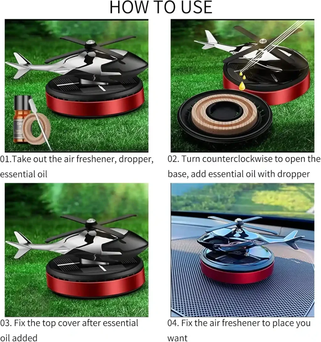 Helicopter Rotating Solar Car Air Freshener