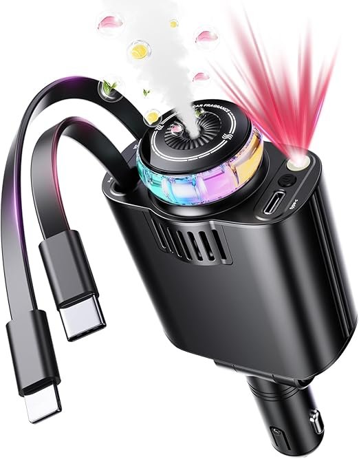 Retractable Car Charger with Aromatherapy