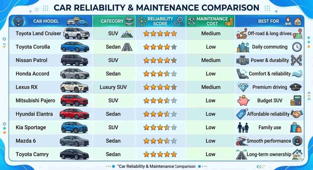 Top 10 Most Reliable Cars in UAE (Real Data from Owners)
