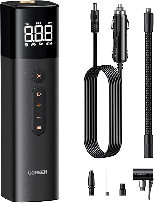 UGREEN Tire Inflator (0.2-10.3 bar / 3-150 psi) Electric Air Compressor