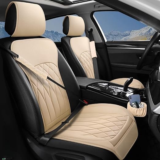 BEITK 2 Pack Leather Front Car Seat Covers