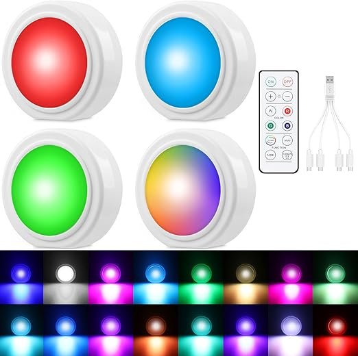 LYCARESUN 4 Pcs Wireless Interior Car LED Lights